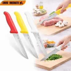 Kit 6/4 ou 2 Facas Para Desossar Profissional Nº6 Premium Lâmina Em Aço Inox E Cabo Ergonômico Branco Amarelo Vermelho