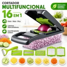 16 em 1 Inoxidável Cortador de Legumes Multifuncional Aço  Inclui Recipiente Coletor