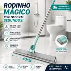 Rodo de silicone 2 em 1 para pisos e esfregão mágico, adequado para uso a seco e molhado.