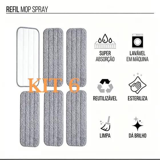 KIT Refil  Reposição Para Mop Spray  Universal Pano Microfibra-Várias combinações disponíveis