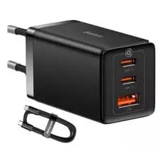 Carregador Macbook Baseus Turbo Gan5 Pro 65w + Cabo 1m Carregamento Ultra Rápido Múltiplos Aparelhos