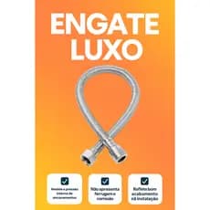 Engate Mangueira Flexível Trançado Aço Inox Rabicho 60cm/40Cm - Quente /Fria Modelo Luxo