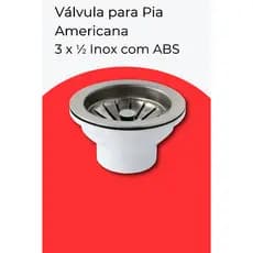 Válvula Americana Inox 3.1/2" Para Pia de Cozinha Alta Qualidade premium com cesto escoamento