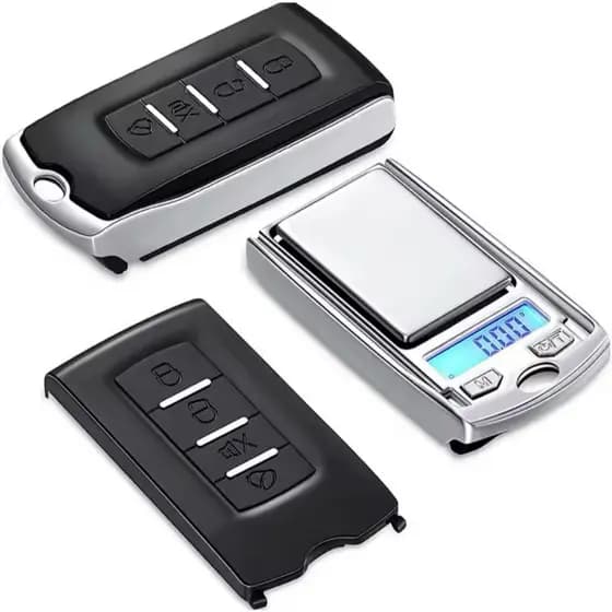 Mini Balança Digital Eletrônica Camuflada Parece Controle Remoto Chaveiro Alarme de Carro 200g Joia