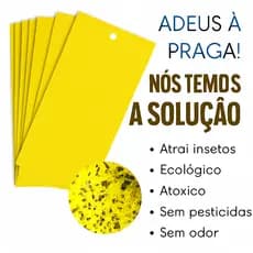 Armadilha Amarela Adesiva Contra Insetos Cartela Para Plantas Jardim 5 A 20 Unidades