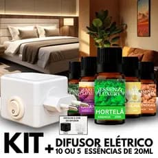 KIT  Difusor Elétrico de Tomada Bivolt + 10/5 Essências de 20ml, Plugue Ajustável, Perfume Qualquer Ambiente!!!