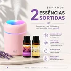 Kit Umidificado Rosa Led Rgb 300ml Capacidade + 2 Essências de 20ml - Difusor Aromatizador Premium