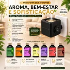 KIT 1 Difusor Elétrico Bivolt 110\220v Ou\e Kit 3\1 Essências Hidrossolúvel de 100ml - Aromatizador