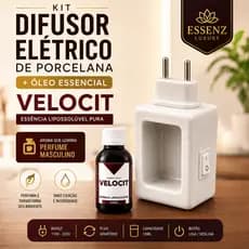 Kit Difusor Elétrico de Porcelana Bivolt + Óleo Essencial 100ml Velocit, Essência Lipossolúvel Pura