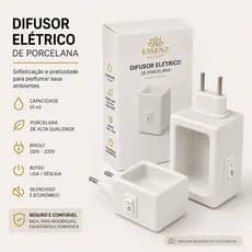 Difusor Elétrico de Porcelana Bivolt 220\110v, Difusor de Tomada 15ml, Botão Liga\Desliga, Plug Giratório, Material: Por