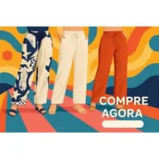 Calça Pantalona Feminina Cintura Alta De Tecido Duna