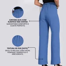 Calça Pantalona Feminina Com Ziper, Botão e Elástico
