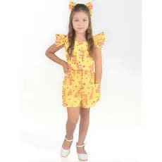 Conjunto Infantil Capivara Charmosa Amarelo Menina Blogueirinha - Blusa e Short Luxo