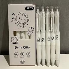 Conjunto de 5 Canetas Pretas Sanrio 0.5mm Caneta Marcadora Escritório Estudantil Papelaria