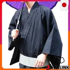 roshell Kit Yukata Masculino 6 Peças: Yukata, Obi, Geta, Bolsa, Leque, Cinto - Fácil de Vestir Verão Festival