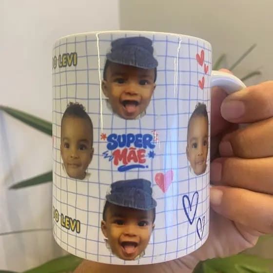 Caneca De Porcelana Personalizada Presente Mãe Papai Com Foto Nome