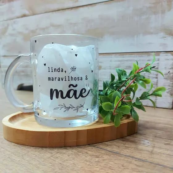 Caneca de Vidro Personalizada Dia das Mães e Vovó - Presente Linda