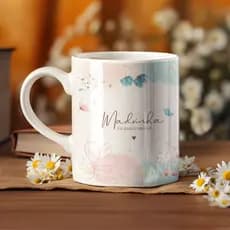 Caneca Madrinha Batizado Personalizada Aquarela Nossa Senhora Com Nome