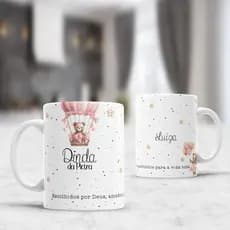 Caneca Personalizada Com Nome Dindo e Dinda Ursinhos Presente Padrinhos