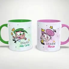 Caneca Personalizada Com Nome Padrinhos Mágicos Dindo Dinda Presente