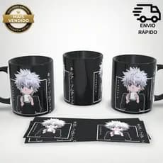 Caneca Personalizada Killua Hunter Anime Manga Preta 325ml Alta Qualidade Colecionável
