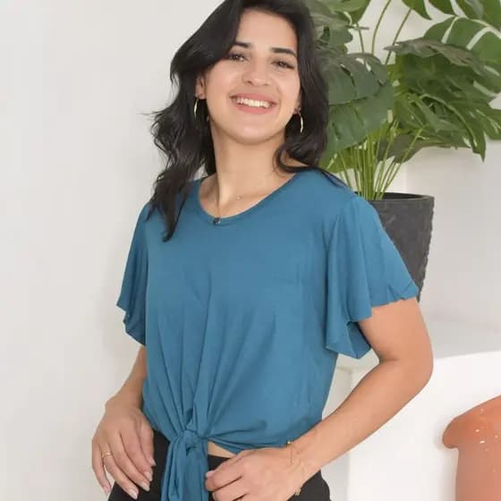 Blusinha Feminina De Amarrar Manga Soltinha Viscolycra