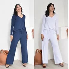 Kit 2 Conjuntos Feminino Pantalona e Blusa Segunda Pele Outono Inverno