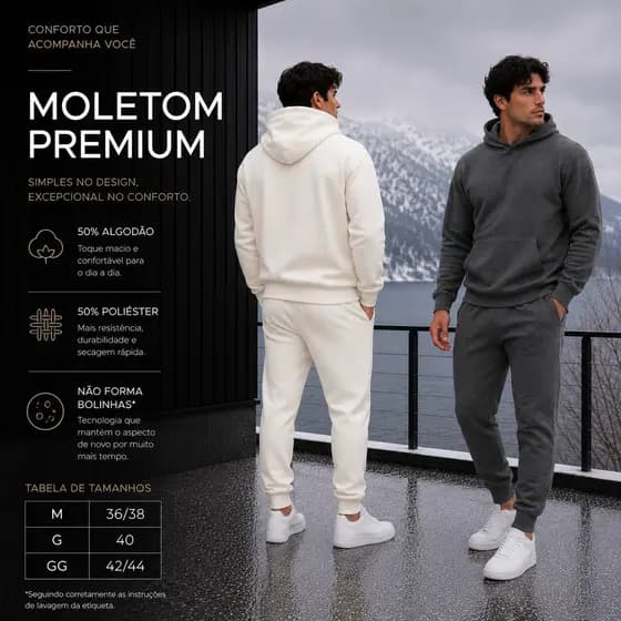 Kit 2 Conjuntos Masculino Moletom Premium Flanelado Quentinho