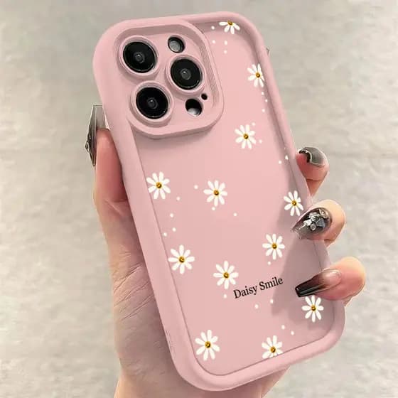 Capinha Capa de silicone Anti-impacto Margarida Sorriso Flor para iPhone XR 11 12 13 14 15 16 17 pro max plus case