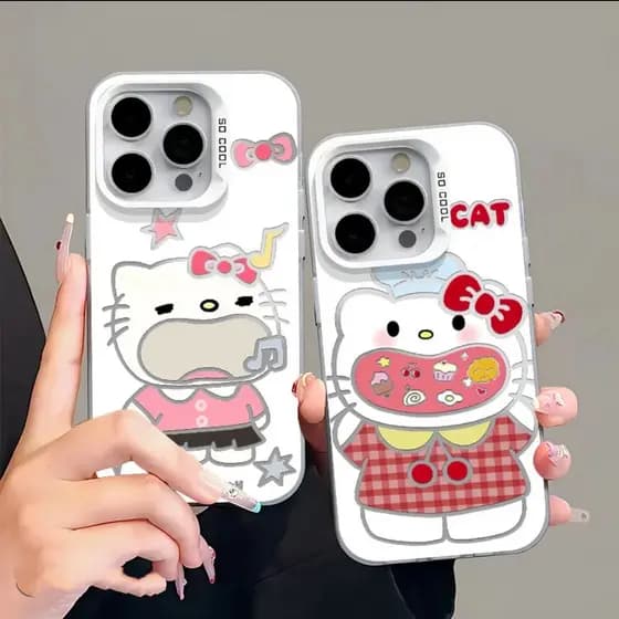 Anti-impacto silicone Capinha capa Fosco Hello Kitty Chef para IPhone XR 11 12 13 14 15 16 17 PRO MAX 14 15 16 PLUS