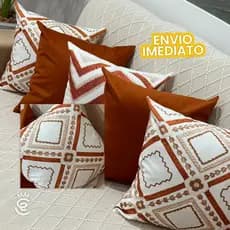 Kit 5 Capas De Almofadas 45cmx45cm Suede Terra Cota sublimadas  (estampadas) com efeito 3D - Decorativas e Modernas