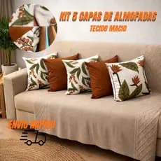 Kit 5 Capas De Almofadas 45cmx45cm Suede Terra cota e verde sublimadas (estampada)com efeito 3D - Decorativas e Modernas