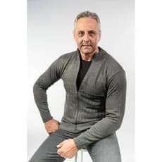 Jaqueta Masculina Elegante Tricot Gola Alta de Zíper Manga Longa Lã Inverno 2026