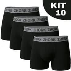Kit com 10 Cuecas Boxer Microfibra Forro 100% algodão Box P ao GG Lisas Masculino original