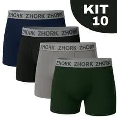 Kit com 10 Cuecas Boxer Microfibra Forro 100% algodão Box P ao GG Lisas Masculino original