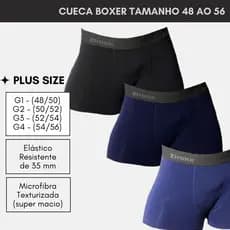 KIT 3 CUECAS BOX BOXER MICROFIBRA FORRO 100% ALGODÃO PLUS SIZE EXTRA GRANDE G1 G2 G3 G4