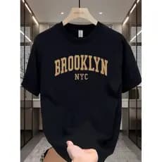 Camiseta Brooklyn Nyc Streetwear Camisa Modelagem Confortável Básica Estampada Malha Algodão Premium