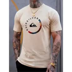 Camiseta Masculina Casual QuikSilver Retro Lançamento Camisa Básica 100% Algodão