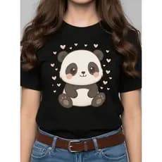 Camiseta T-shirt Panda Fofo Tendencia Feminino 100% Algodão Blusa Tumblr