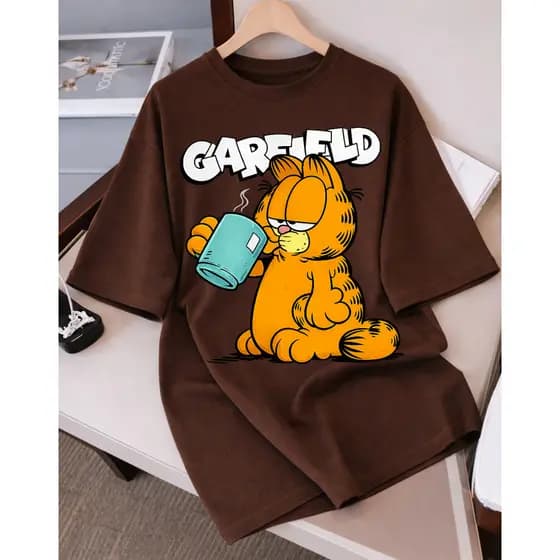Camiseta Camisa Feminina 100% Algodão Garfild Cafe Fofo Treino Academia Musculação Fitness