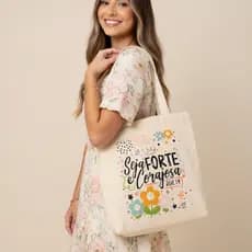 Bolsa Sacola Ecobag Brim Com e Sem Zíper Frases Motivacionais Salmos da Bíblia Gospel 100% Algodão