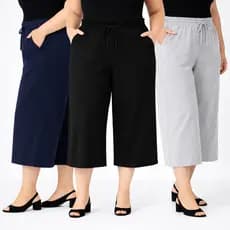 Calça Feminina Pantacourt Plus Size G1 AO G3  Canelada Premium Bolso Cintura Elástico Moda Feminina
