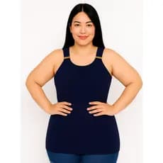 AME MODAS Regata moderna e versátil ,com detalhe de alças largas e aplicação metálica que tem toque sofisticado