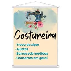 Banner Lona Costureira 70x50cm Ajustes e Consertos em Geral (Arte Pronta)