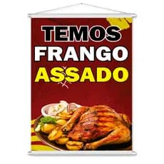 Banner Lona Temos Frango Assado 80X60cm (Arte Pronta)