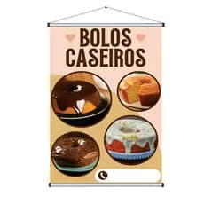 Banner Faixa Lona Bolos Caseiros Festas e Eventos 60x80cm Confeitarias (Arte Pronta)