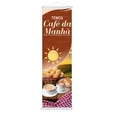 Banner Lona Faixa Temos Café da Manhã 100x30cm (Arte Pronta)
