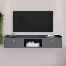 Rack Suspenso Life Sala Tv 1.20cm Home Decoração Quarto Nicho 2 Porta Penteadeira Aparador Cinza