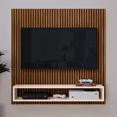 Painel START Para TV Até 32 Polegadas Quarto Sala Apartamento Painel Prateleira e Nicho Cor Off White