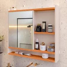 Espelheira Suspensa Para Closet Porta e Armário Diversas Cores armarinho aqua com nicho espelho